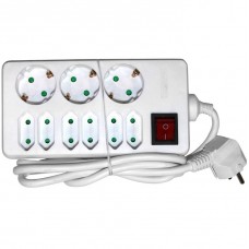 Πολύπριζο 3Θ Σούκο & 6Θ Διπολικό Με Διακόπτη & Καλώδιο 1.5m Λευκό 15-3153560